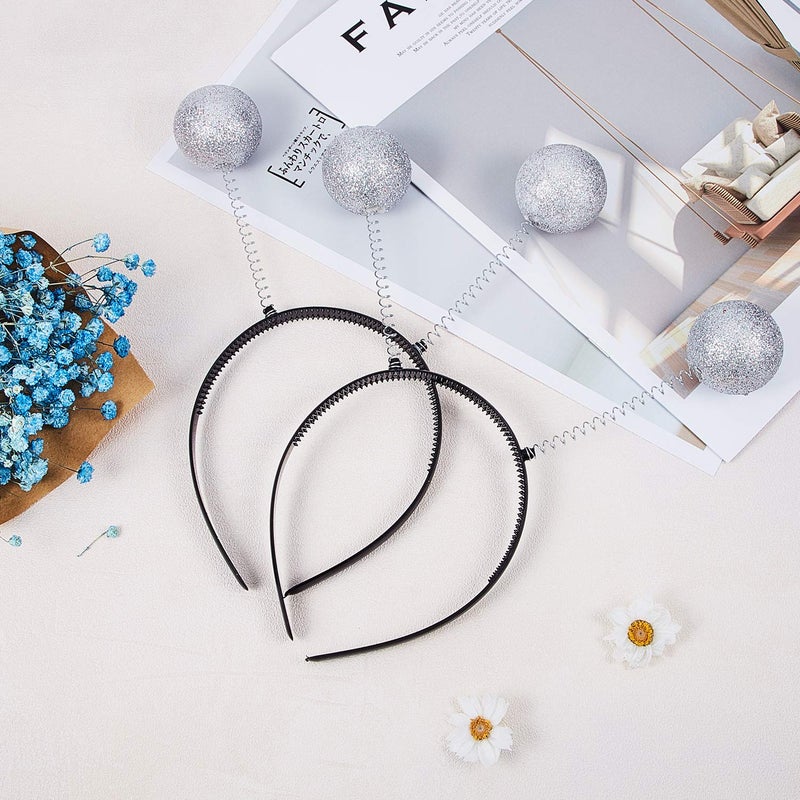 meekoo 5-Pack Halloween Alien Antenna Headbands, Springy Boppers on Black Band, Space Costume Accessory for Parties(White) - Image 4